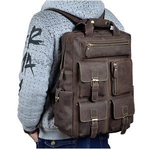 Best Quality Original Leather <b>Waterproof</b> Heavy Duty Unisex Travel Casual <b>Backpack</b> Daypack Rucksack Fashion College <b>School</b> Bags - Product Image 2