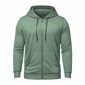 บริการขายส่ง OEM เสื้อผ้าผู้ชายไซส์ใหญ่สั่งทำได้ สีพื้น ผ้าฝ้ายฟลีซ 100% เสื้อผ้ากีฬาโอเวอร์ไซส์แบบมีซิปเต็มตัว - Product Image 1