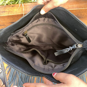 2024 Wholesale High Quality Hand Tooled Suede Leather Fringe Crossbody <b>Bag</b> Eagle Tooling Hippie Boho Women's <b>Large</b> <b>Shoulder</b> <b>Bags</b> - Product Image 6