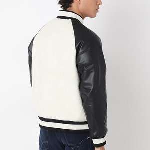 Vestes de baseball pour hommes avec logo personnalisé, style varsity, corps en laine, manches en cuir véritable, style bomber américain. - Product Image 2