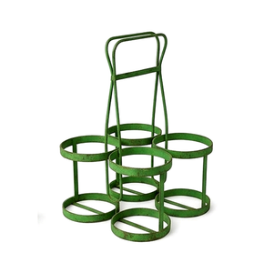 Metal Bottle Carrier <b>6</b> Pack Holder Standing Drinkware Organizer <b>for</b> Kitchen Counter Industrial Style Rust Resistant - Product Image 2