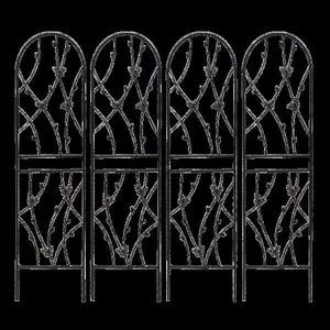 Set di 4 tralicci da giardino in metallo per esterni, 180 cm x 50 cm, antiruggine, supporto per piante rampicanti, per fiori e farfalle - Nero - Product Image 3