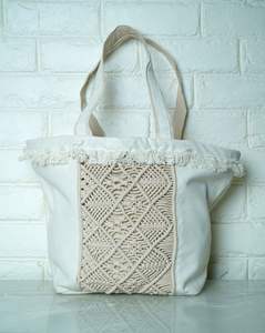 Bolso Bandolera Bohemio de Lona de Algodón Ecológico con Macramé, Logotipo Personalizado Impreso, de Buena Calidad, Tendencia 2026 - Product Image 1