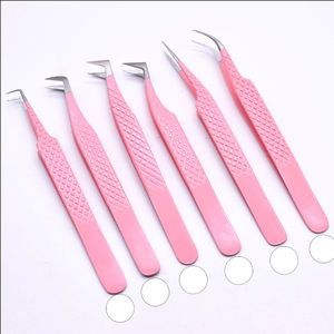 Precision Stainless Steel Eyelash Tweezers Anti-Static Smooth Tip 10mm Length <b>Nail</b> Art Tool Pink Purple Blue Black - Product Image 6