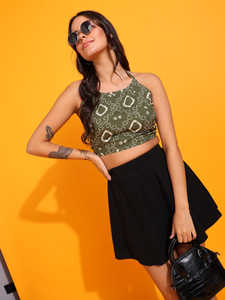 Ensemble long 2 pièces pour femme en coton bleu imprimé géométrique à la main, taille unique, tissu respirant et écologique, haut élégant pour l'été - Product Image 2