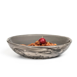Handmade Ceramic Bowl Minimalist Design Gray Marbled Pattern Food Serving Dish for Home <b>Dining</b> Decorative <b>Table</b> <b>Centrepiece</b> - Product Image 1