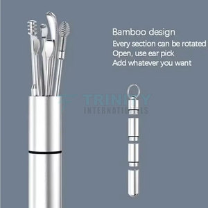 Ear Wax <b>Removal</b> 6-in-1 Tools Reusable High Quality Stainless Steel Ear Cleaning Kit with Key Chain <b>Box</b> Custom Colors - Product Image 3