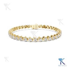 2.90 mm Lab Grown Oval Cut Diamond Tennis Bracelet with S Link Swirl Design 14K <b>Solid</b> <b>Gold</b> Luxury Style for Party & Gift - Product Image 6