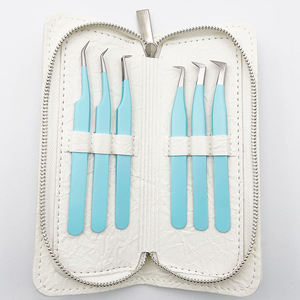 Stainless Steel Slanted Eyelash Extension Tweezers Set With Angled Volume <b>Lash</b> Tweezers Fiber Tip For Eyebrow Use - Product Image 5