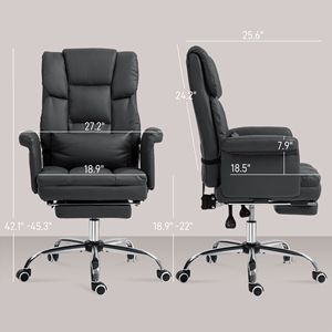 Sedia da Ufficio Direzionale Reclinabile in Pelle PU con Supporto Lombare Ergonomico e Base Girevole in Nylon - Product Image 3