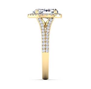 Bague de fiançailles pour femme en moissanite taille poire, diamant de laboratoire, sertissage pavé en or, style classique, forme goutte d'eau - Product Image 2