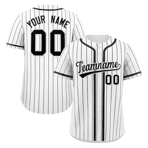Maillot de baseball rayé bleu clair personnalisé unisexe à manches courtes avec boutons sur le devant en polyester respirant, impression du nom de l'équipe 00, ODM OEM - Product Image 4