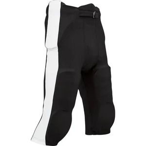 Men's Black <b>Padded</b> Football <b>Pants</b> Buckle Closure Customized Design UV Protection Quick Dry Breathable All Seasons Athletic Wear - Product Image 2