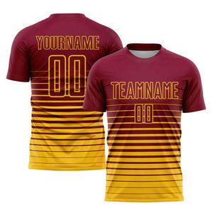 Uniforme de Fútbol Personalizado con Franjas Amarillas y Marrones, Impresión por Transferencia de Calor, Sin Etiqueta en el Cuello, para Mayor Comodidad, Unisex, Adultos - Product Image 2