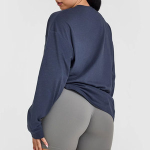 Nueva Camiseta Deportiva de Manga Larga Transpirable para Mujer, Talla Grande, con Logotipo Personalizado, Ropa de Gimnasio, Camiseta Holgada - Product Image 2