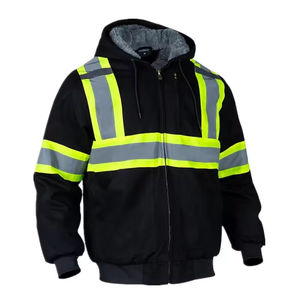 เสื้อฮู้ดทำงานแบบมีไฟ LED สะท้อนแสงกันน้ำสำหรับผู้ชาย  ผ้าโพลีเอสเตอร์บุขนแกะ  ความปลอดภัยระดับ ANSI Class 3  มองเห็นได้ชัดเจน  แบบกำหนดเองได้  ให้ความอบอุ่น - Product Image 1