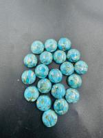 Turquoise bleue naturelle ronde de 12 mm, cabochon en pierre précieuse, pierre lâche à matrice bleue lisse pour bague, pendentif, boucles d'oreilles, bijoux