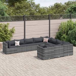 Conjunto de Sofás Grandes para Patio en Ratán PE Gris, Acero con Recubrimiento en Polvo, Muebles de Jardín Duraderos - Product Image 1