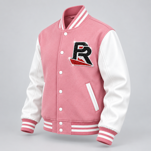 Chaqueta universitaria de animadora para mujer con letras y pedrería, estilo bomber, con ribetes acanalados de primera calidad, la mejor calidad, último diseño. - Product Image 2