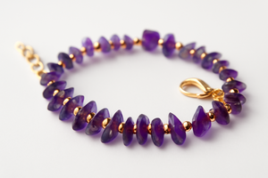 SOUMYA CREATIONS <b>Amethyst</b> Chip Brass Beaded Trendy Gold Tone <b>Bracelet</b> Jewelry Gift for Women - Product Image 3