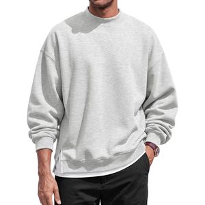 Sudadera de Algodón Gris Jaspeado Lisa de 360 g/m² con Hombros Caídos, Estilo Básico y Dobladillo Acanalado - Product Image 1