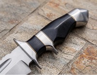 Couteau Bowie à pointe tombante en acier inoxydable, manche en bois, lame de chasse de qualité industrielle, à une seule tranchanture, personnalisable OEM