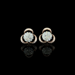 Pendientes de Diamantes de Oro Rosa de 14k, 96 Piedras, 1.444 Ct, Corte Brillante, Color Blanco Natural H, Certificación GGL, Lujosos, para Mujer, para Boda - Product Image 1