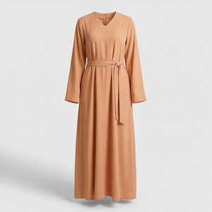 2025 OEM Kimono Abaya pour femmes musulmanes, en tissu polyester épais, doux et très extensible, col en V, manches longues, pour fêtes, Ramadan, mariages - Product Image 1