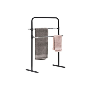 Modern Design 2 Tier Towel Stand Slim Space Saving Steel Towel <b>Rack</b> For Bathroom Black Metal Towel Holder & <b>Drying</b> Organizer - Product Image 3