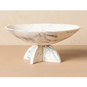 Bol à fruits noir tourbillonnant de haute qualité, bol de service polyvalent pour la maison, la table d'hôtel, centre de table, bol en résine vintage fait main - Product Image 1