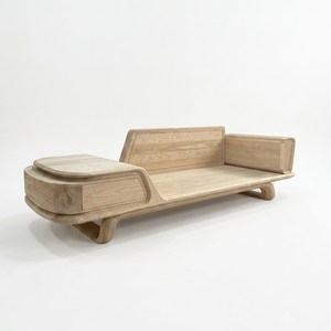 Canapé-lit semi-circulaire rembourré de style nordique en chêne moderne, accoudoirs rembourrés, pieds en chêne massif, meubles MT pour salon, hôtel - Product Image 3