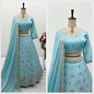 Ropa de fiesta de mujer de diseñador Anarkali Lehenga Choli con conjunto Dupatta para ocasiones especiales - Product Image 3