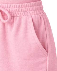 Ensemble décontracté deux pièces pour femme : débardeur court côtelé et short à cordon de serrage rose pâle avec broderie cerise – Vente en gros - Product Image 6