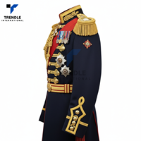 Manteau de cérémonie unisexe sur mesure avec bordure tressée dorée en mélange laine/polyester pour événements et spectacles