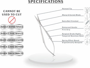 Ciseaux à cuticules incurvés en acier inoxydable de précision, micro-spring, professionnels pour la manucure, les soins des ongles et le soin des sourcils - Product Image 3