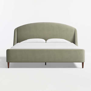 Wholesale Luxury Curved Upholstered <b>Bed</b> | Velvet Shelter <b>Platform</b> <b>Bed</b> <b>Frame</b> - Product Image 1