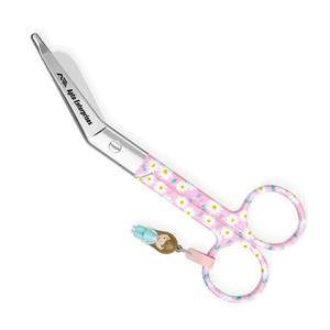 Ciseaux à bec de canard manuels en acier inoxydable avec motif marguerites sur fond rose – Coupes rapides et précises pour usage hospitalier - Product Image 2