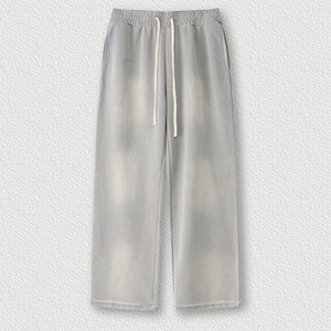 <b>Men</b> Acid Wash <b>Trousers</b> Wide Leg <b>Drawstring</b> Casual Pants Elastic Waist Streetwear <b>Trousers</b> - Product Image 2
