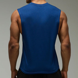 Custom <b>Running</b> Tank Top Regular Fit Men Plus Size Cut Out Sleeveless Solid Color Quick Dry Anti-Shrink Workout Knitted <b>Singlet</b> - Product Image 6