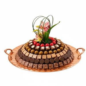 Plateau de service rond en cuivre de qualité supérieure, design luxueux, pour chocolats, élégant pour les mariages et les fêtes de l'Aïd - Product Image 1