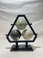 Globe terrestre triple en aluminium à 3 boules, modèle géographique éducatif moderne pour la maison, le bureau et la salle d'étude