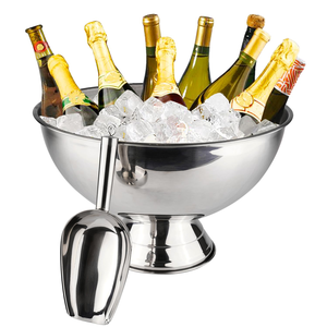 Seau à glace pour fêtes, en acier inoxydable argenté, pour bols, motifs floraux durables, capacité 5L, organisateur de table de dîner - Product Image 6