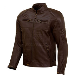 Veste de moto pour homme en cuir véritable, prix imbattable, teinte unie, vente en ligne, respirante - Product Image 2