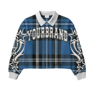 Camiseta de rugby extragrande a la moda, estilo urbano, con mangas a cuadros y patchwork, sudadera informal estilo hip hop, camisetas tipo polo de rugby - Product Image 5