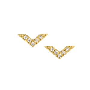 14k <b>Solid</b> Gold Chevron V Shape Diamond Stud Earring Factory Direct Wholesale Minimalist Geometric Jewelry Custom Manufacturer - Product Image 1