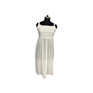 Vestido Vintage de Algodón Blanco con Detalle Plisado, Sin Mangas, Cuello de Encaje, Espalda Fruncida, Largo Maxi, Ropa Casual de Alta Calidad para Mujer - Product Image 2