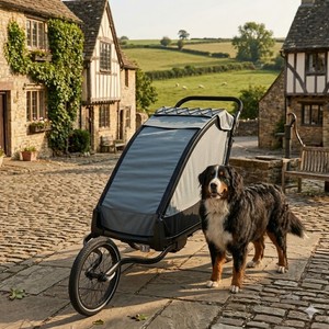 Remorque de vélo pour grand chien KS-6200, pliage facile, cadre en aluminium, suspension indépendante, pneus gonflables de 20 pouces, résistant à l'eau 600D - Product Image 1