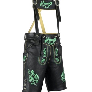 Lederhosen en cuir noir brodé pour homme, tailles européennes 46 à 62 en stock - Product Image 1