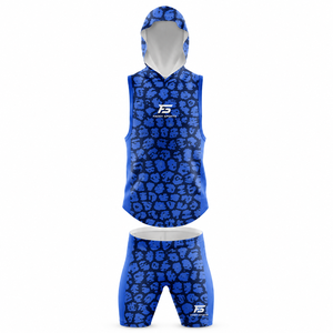 ชุดยูนิฟอร์มฟุตบอลแบบมีฮู้ดแขนกุดและกางเกงขาสั้นแบบ sublimated สำหรับทีม 7 คน ระบายอากาศได้ดี ชุดกีฬาอเมริกันฟุตบอล - Product Image 1