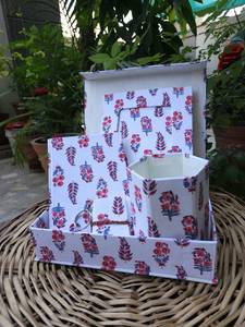 Wholesale Hand Block Printed Paper Silk Screen Printed Floral <b>Pencil</b> <b>Holder</b> Eco Friendly <b>Desk</b> Organizer Artisan Office - Product Image 4
